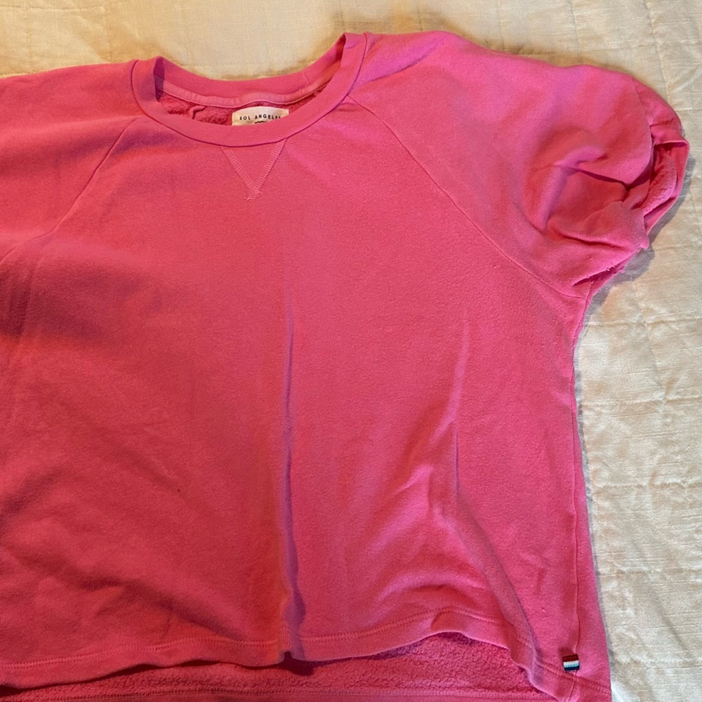 Pink short sleeve sweatshirt